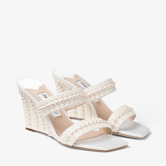 New JIMMY CHOO Bridal Sacoria 85 embellished wedge mules $1,950 40 - Picture 2 of 15